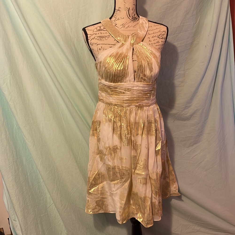Aidan Mattox silk dress sz 8 Gold